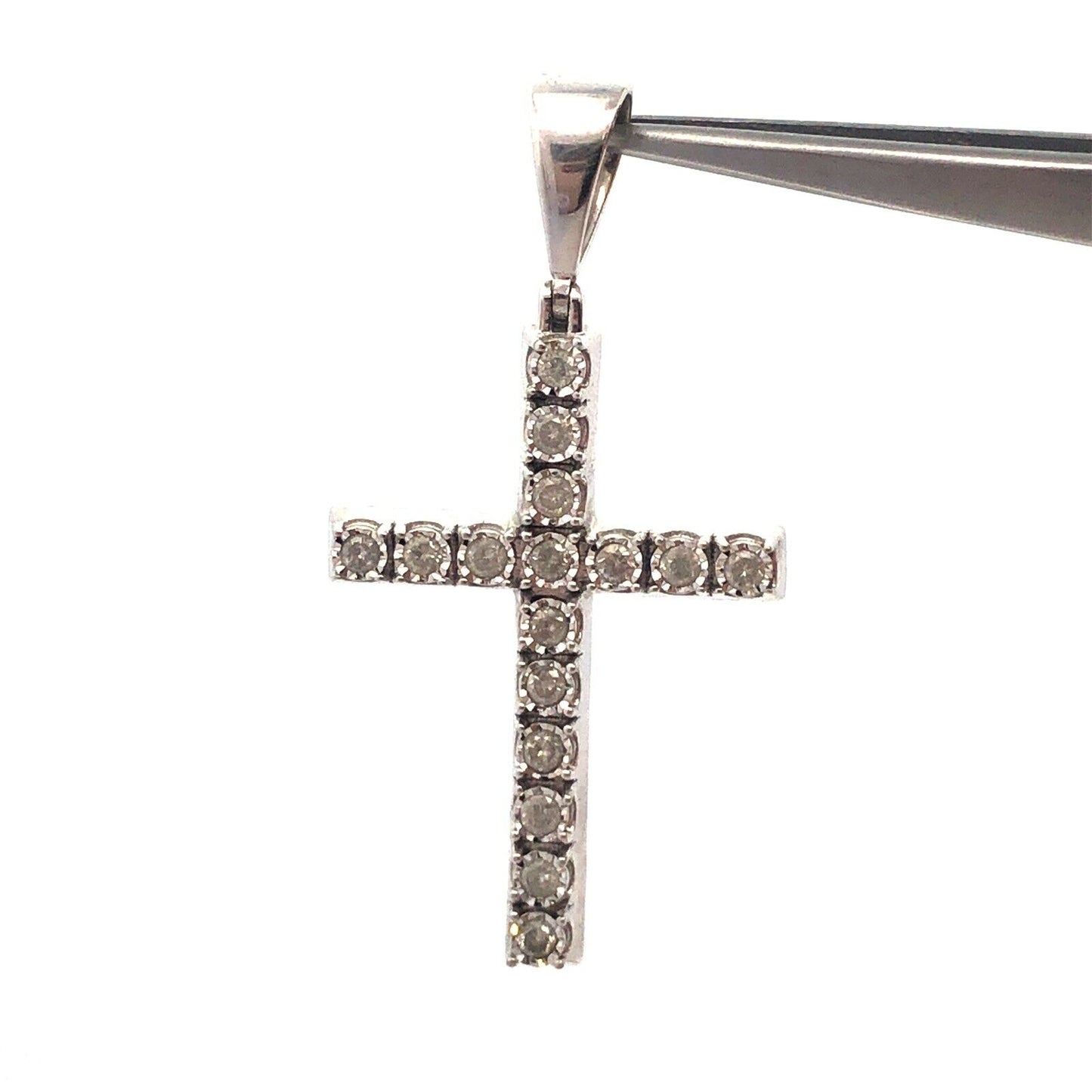 Designer Dadwani 10K White Gold Diamond Religious Communion Unisex Cross Pendant
