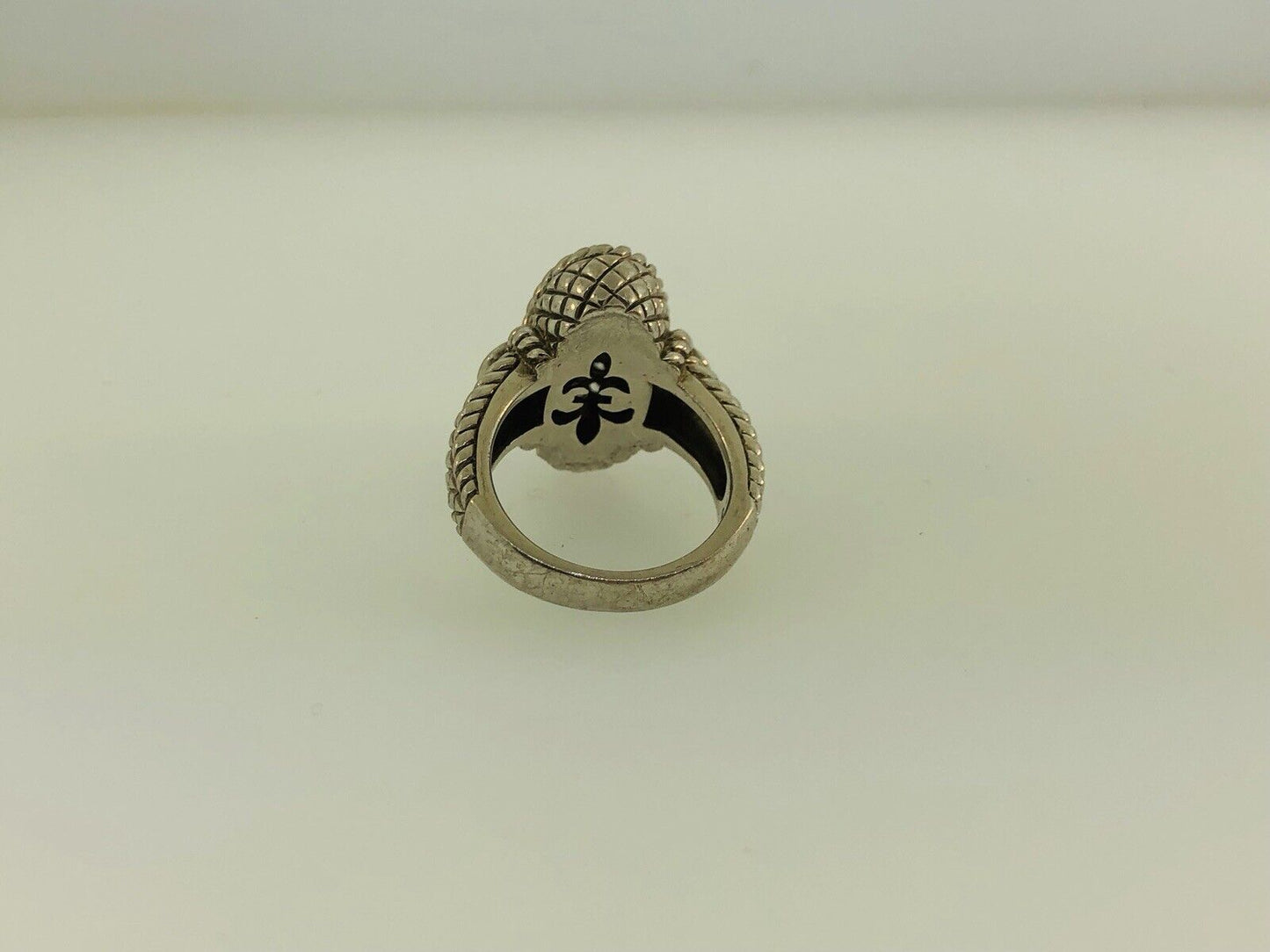 Judith Ripka JR Sterling Silver 925 Diamonique CZ Oval Textured Statement Ring