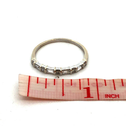 14K White Gold Round Baguette Diamond Wedding Anniversary Band Ring