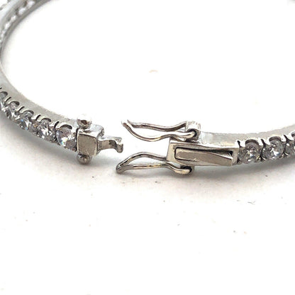 Designer 925 Sterling Silver Round Cubic Zirconia CZ Hinged Bangle Bracelet