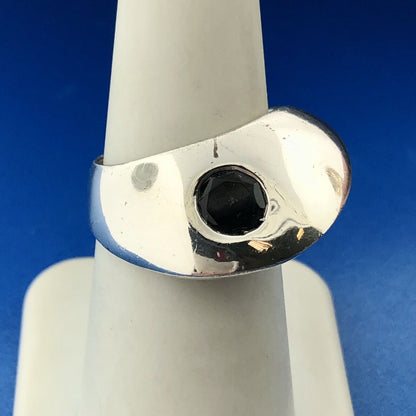 Designer Givenchy 925 Sterling Silver Round Smoky Quartz Modernist Dome Ring