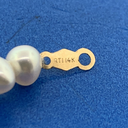 Designer 14K Yellow Gold White Pearl Bridal June Anniversary Beaded Bracelet