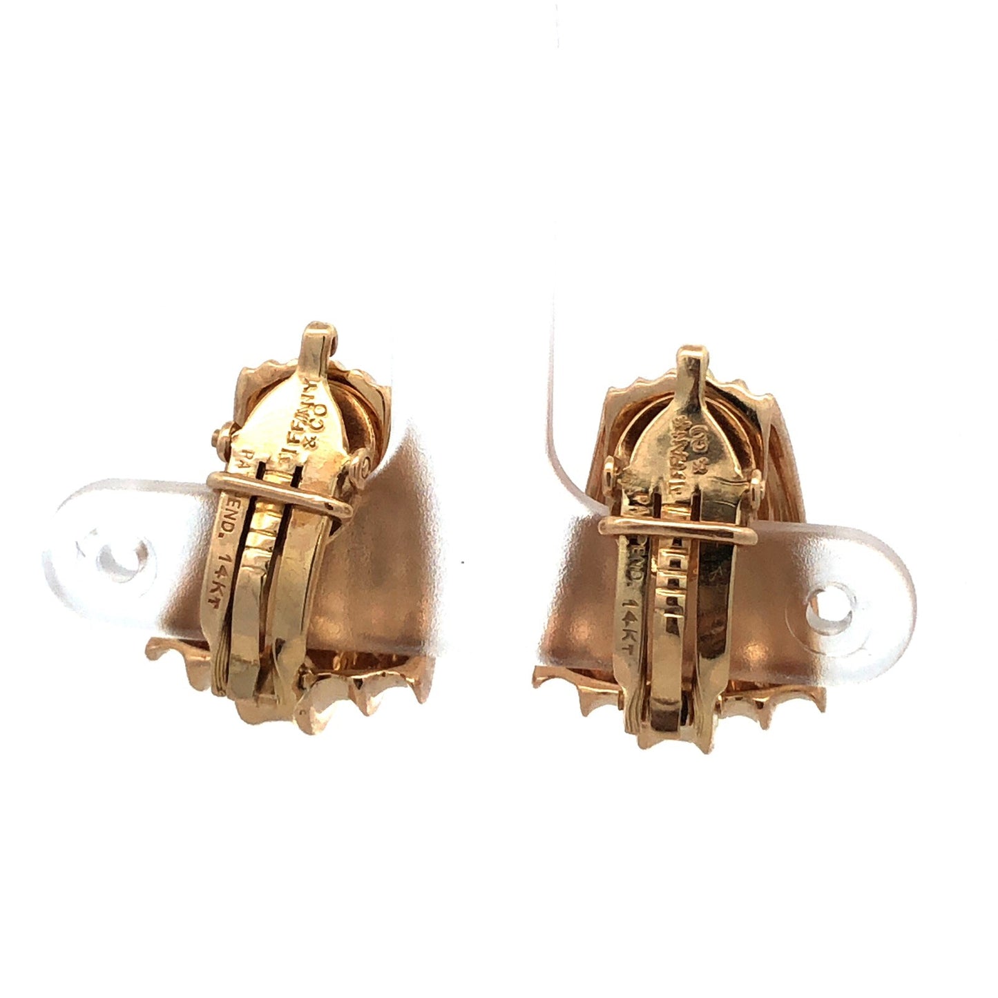 Designer Tiffany & Co. 14K Yellow Gold Textured Chunky Clip On Stud Earrings
