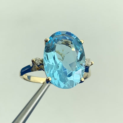 Designer Blue Topaz & Diamond Accents 14K Yellow Gold Statement Ring