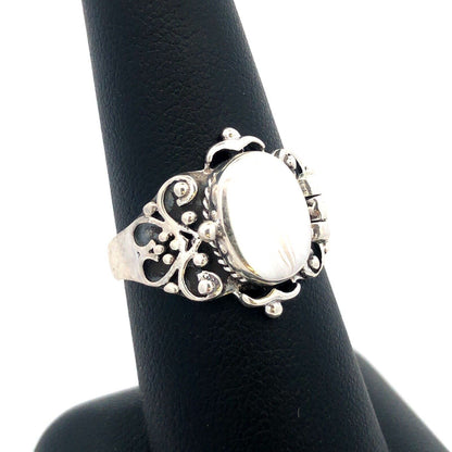 925 Sterling Silver Vintage Designer SE Scroll Oval Pillbox Poison Ring