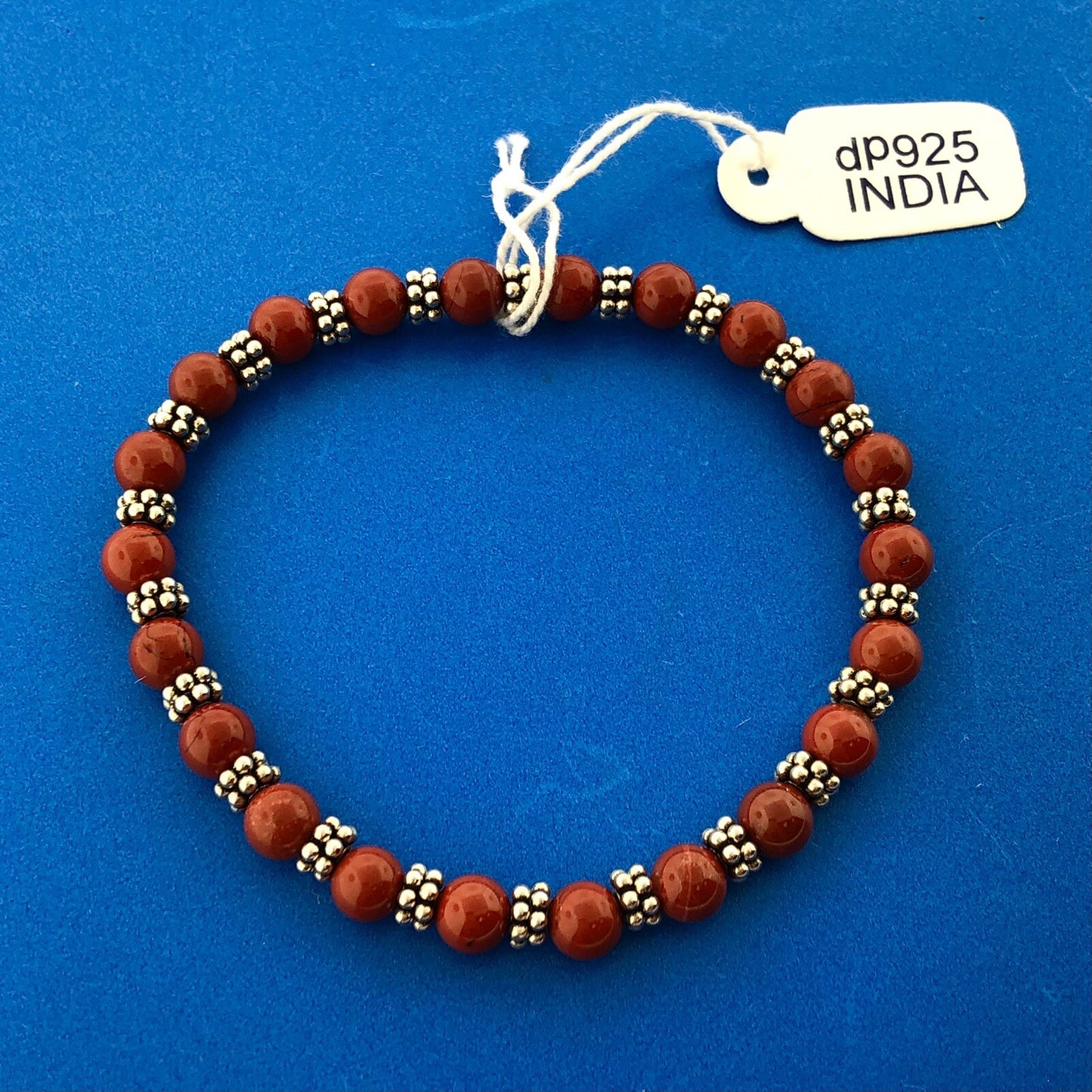 Doug Paulus dP Sterling Silver Red Jasper Bead Silver Bead Stretch Bracelet NWT