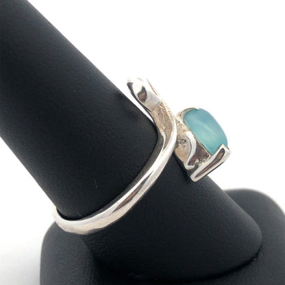 Sohpia Fiori 925 Sterling Silver Pear Aventurine Cabochon Modernist Bypass Ring