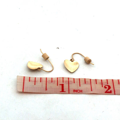 Designer JCM 14K Yellow Gold Textured Heart Love Hook Dangle Earrings