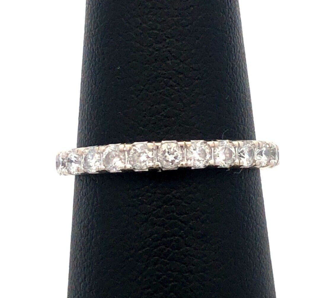 Designer 14K White Gold Round Diamond Wedding Anniversary Stackable Band Ring
