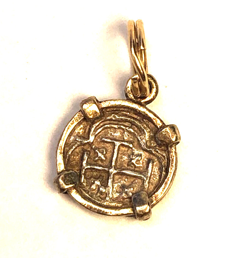 Vintage 925 Sterling Silver Vermeil Round Bronze Ancient Coin Pendant