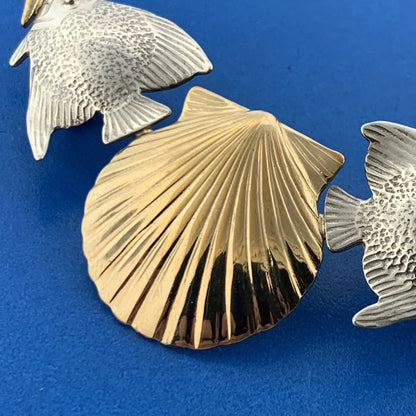 Courtney Peterson 925 Sterling Silver Two Tone Fish Shell Ocean Slide Pendant