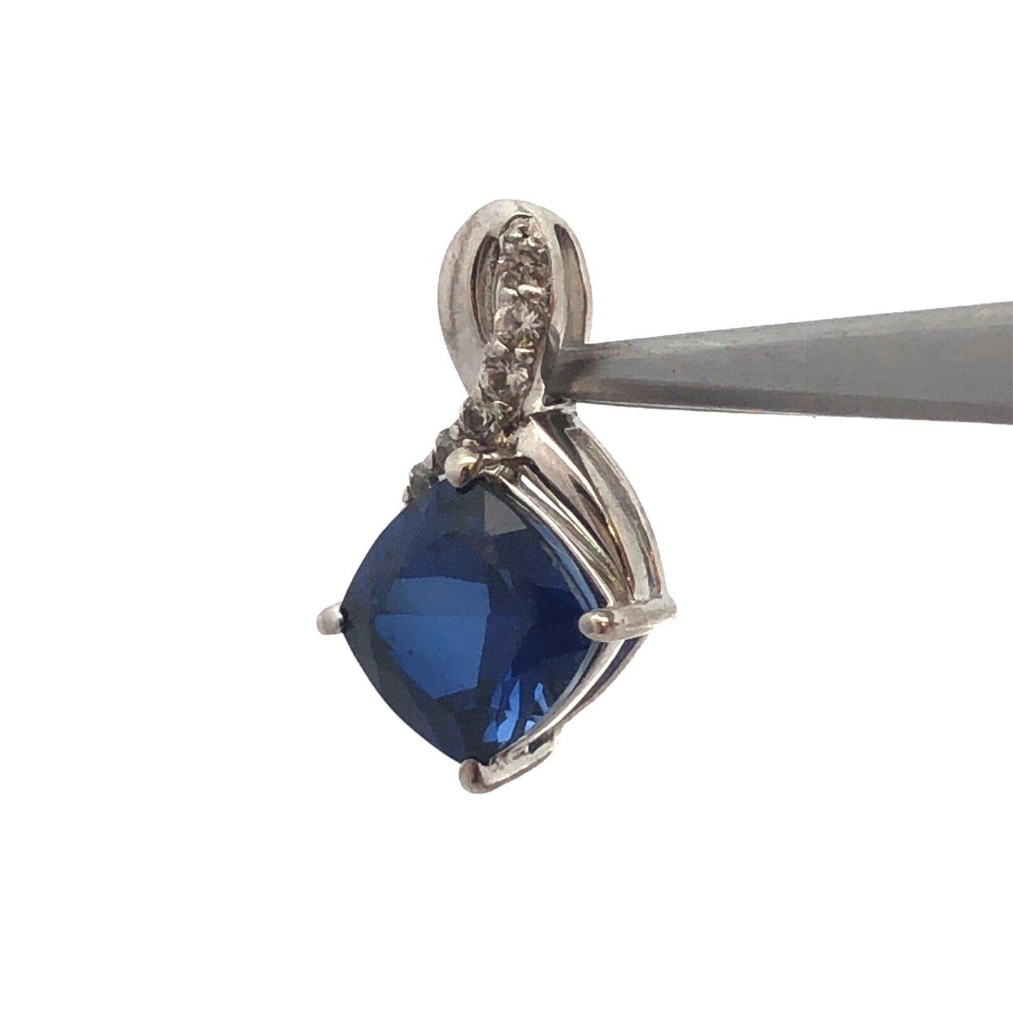 Designer SAI 925 Sterling Silver Blue Sapphire Diamond Accent Infinity Pendant