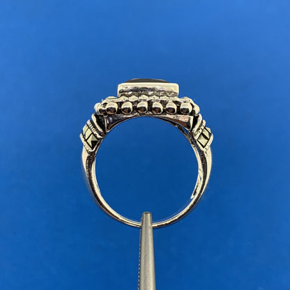 925 Sterling Silver Garnet Marcasite January Birthday Anniversary Ring