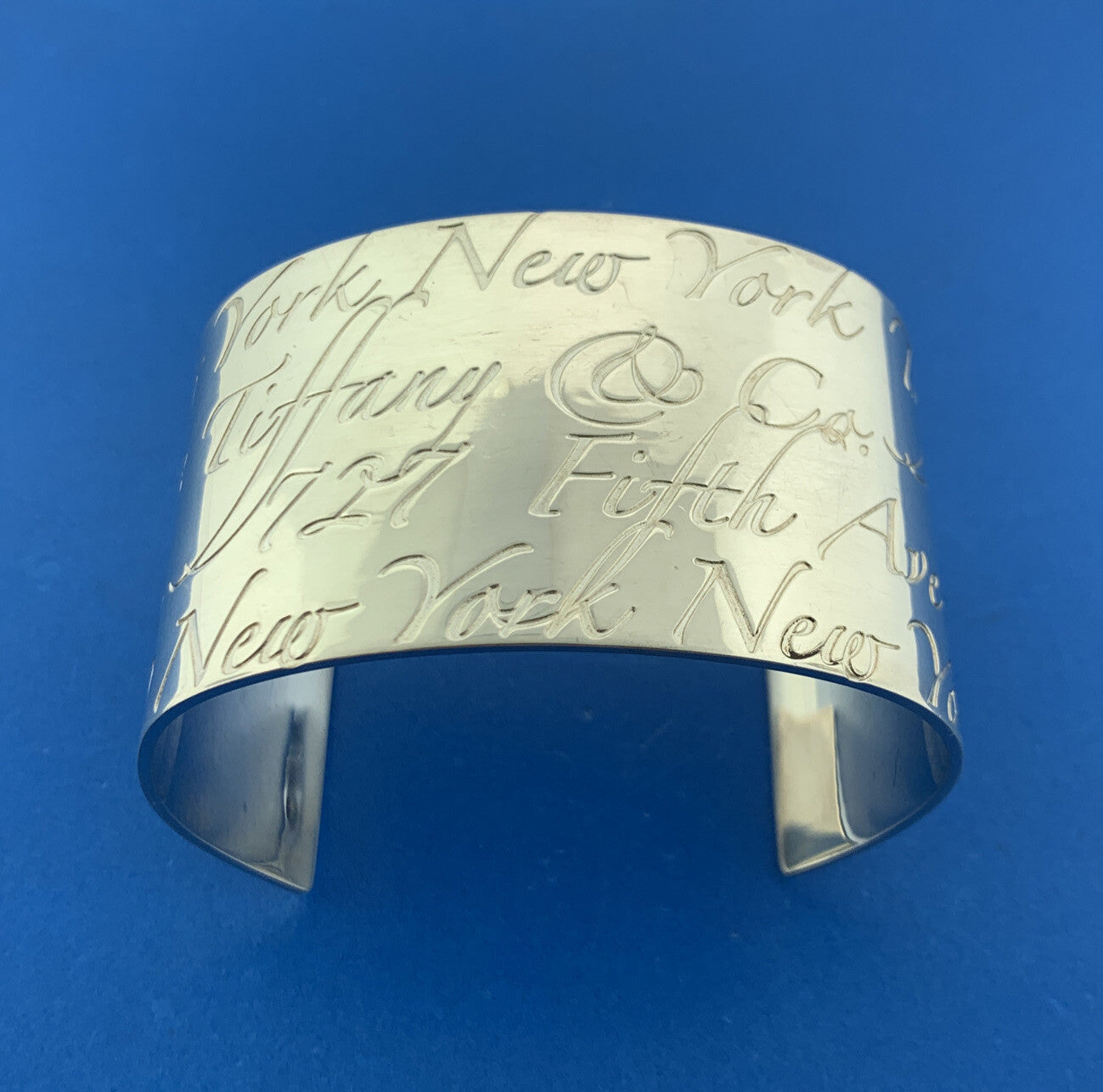Tiffany & Co Sterling Silver Notes Collection Wide Script Cuff Bracelet