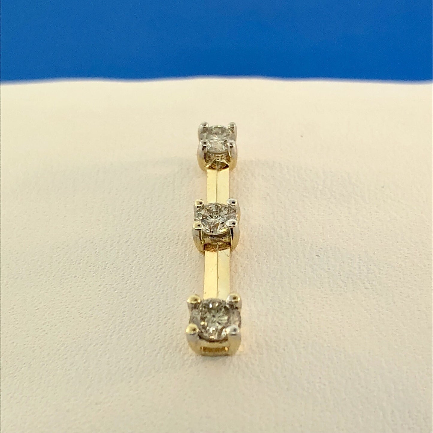 14K Yellow Gold Diamond Infinity Eternity Bridal Anniversary Bar Drop Pendant