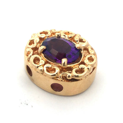 14k Yellow Gold Slide Amethyst Slide Charm Pendant