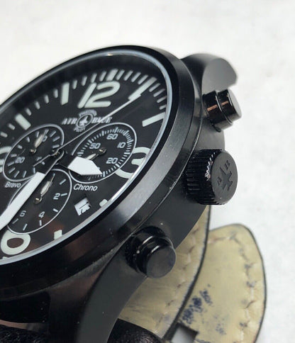 Air Blue Bravo Precision Pilot Mens Watch Chronograph Black Leather Strap In Box