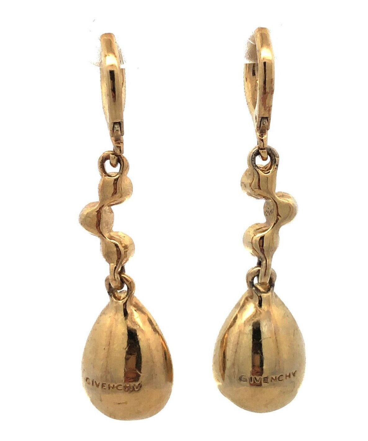 Givenchy Gold Tone Cubic Zirconia CZ Leverback Drop Dangle Statement Earrings