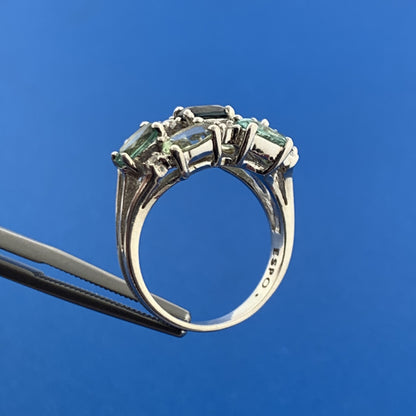 Joe Esposito ESPO Sterling Silver 925 Green Amethyst Quartz CZ Cluster Ring