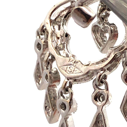 Designer ISP 14K White Gold Diamond Heart Dangle Chandelier Drop Stud Earrings