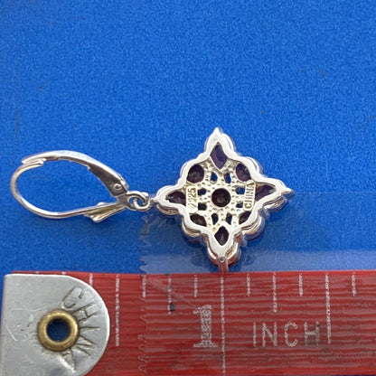 Designer 925 Sterling Silver Round & Pear Shaped Garnet Drop Leverback Earrings