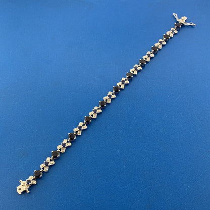 Designer 925 Sterling Silver Blue Sapphire Diamond X O Statement Tennis Bracelet