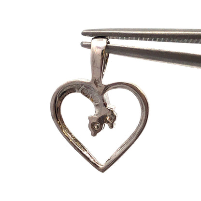 Designer TAJ 14K White Gold Diamond Modernistic Intertwined Heart Charm Pendant
