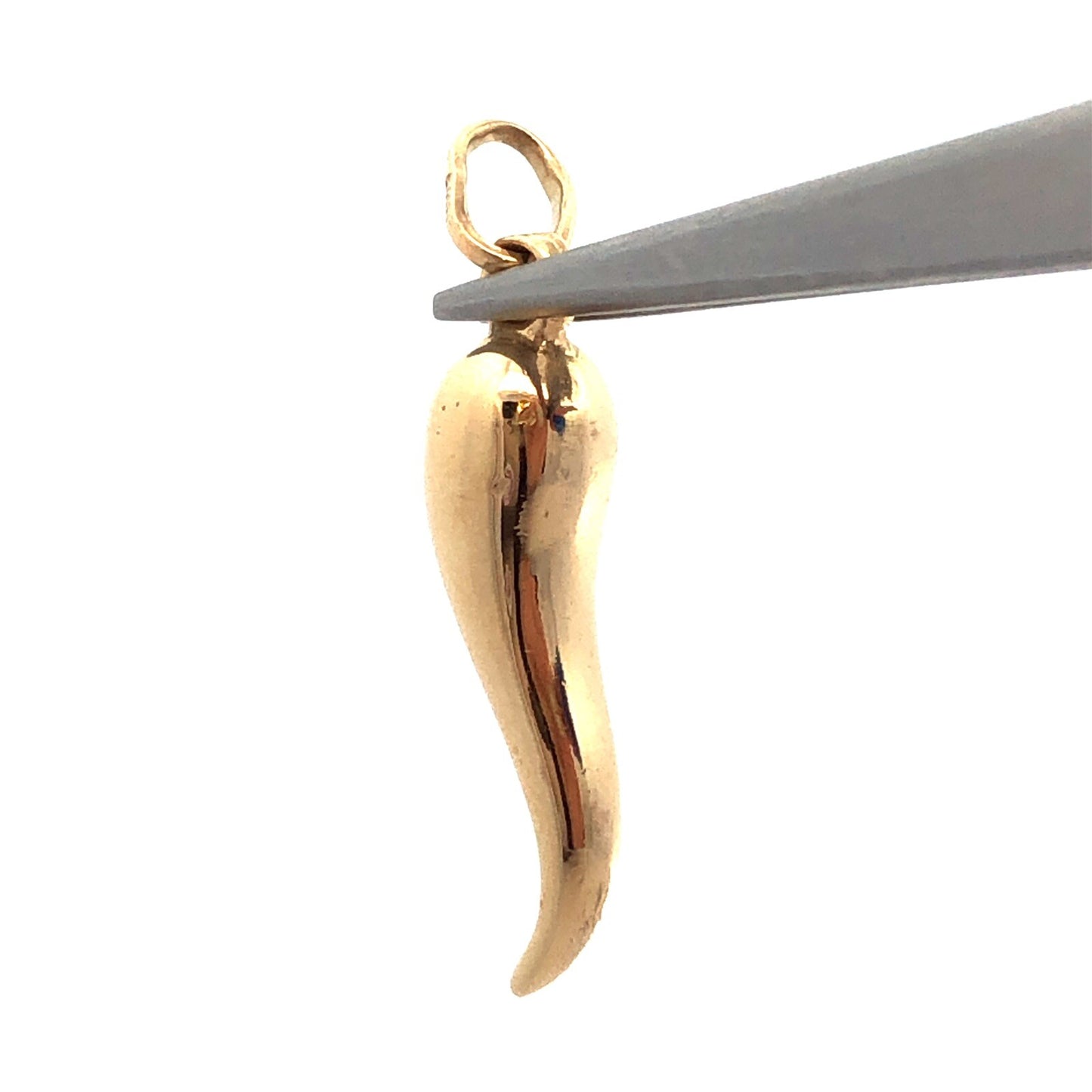 14K Yellow Gold Italian Horn Good Luck Symbol Charm Pendant