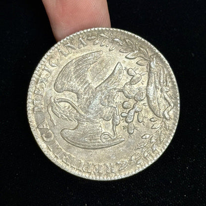 1833 Go Guanajuato  MJ Mexico Silver 8 Reales Three Dots After Date Straight J