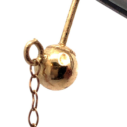 14K Yellow Gold Designer CU Modernist Oval Chain Dangle Stud Earrings