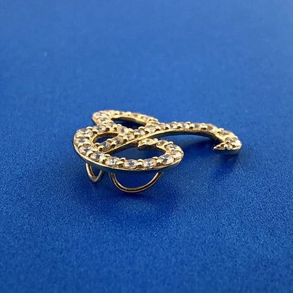 Designer 14K Yellow Gold Diamonique Cubic Zirconia Script B Monogram Pendant