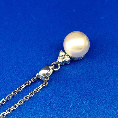 Designer 14K White Gold Pearl Diamond Wedding Anniversary Sweetheart Necklace