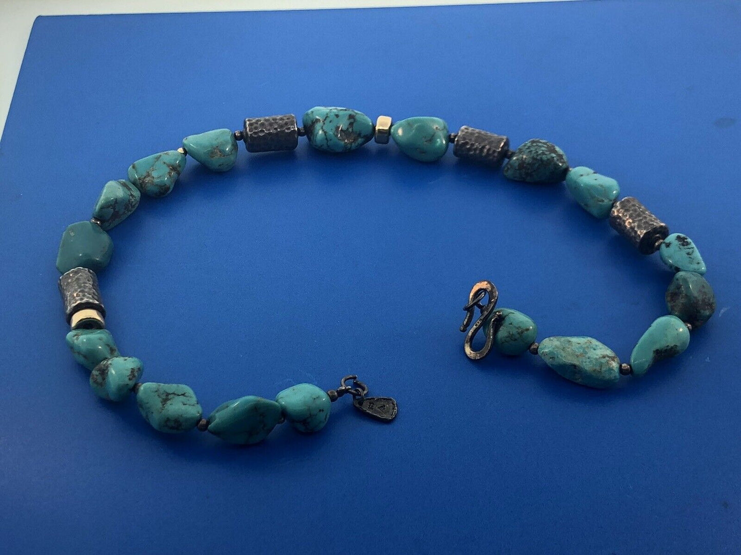 Vintage SILPADA 925 Sterling Silver Chunky Turquoise Nugget Statement Necklace