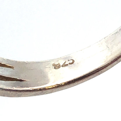 Estate 925 Sterling Silver Oval Moonstone Cabochon Size 6.75 Cocktail Ring