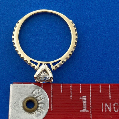 Designer 14K Yellow Gold Round Diamond Solitaire Accented Engagement Ring