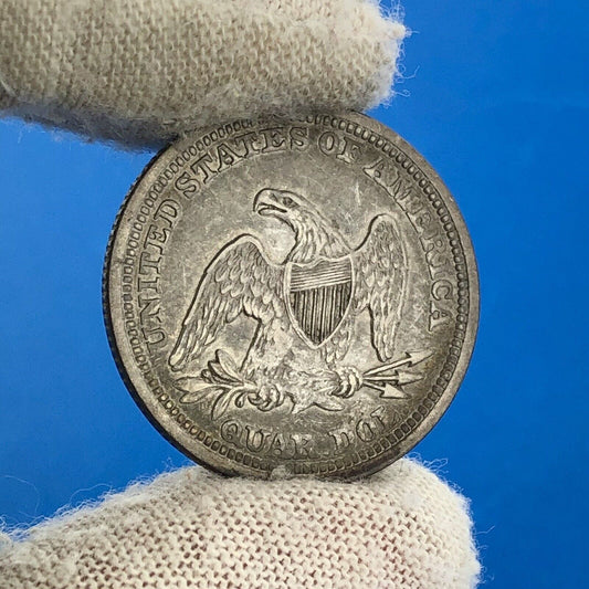 1857 P Silver Seated Quarter Dollar No Motto Philadelphia Mint Coin Extra Fine