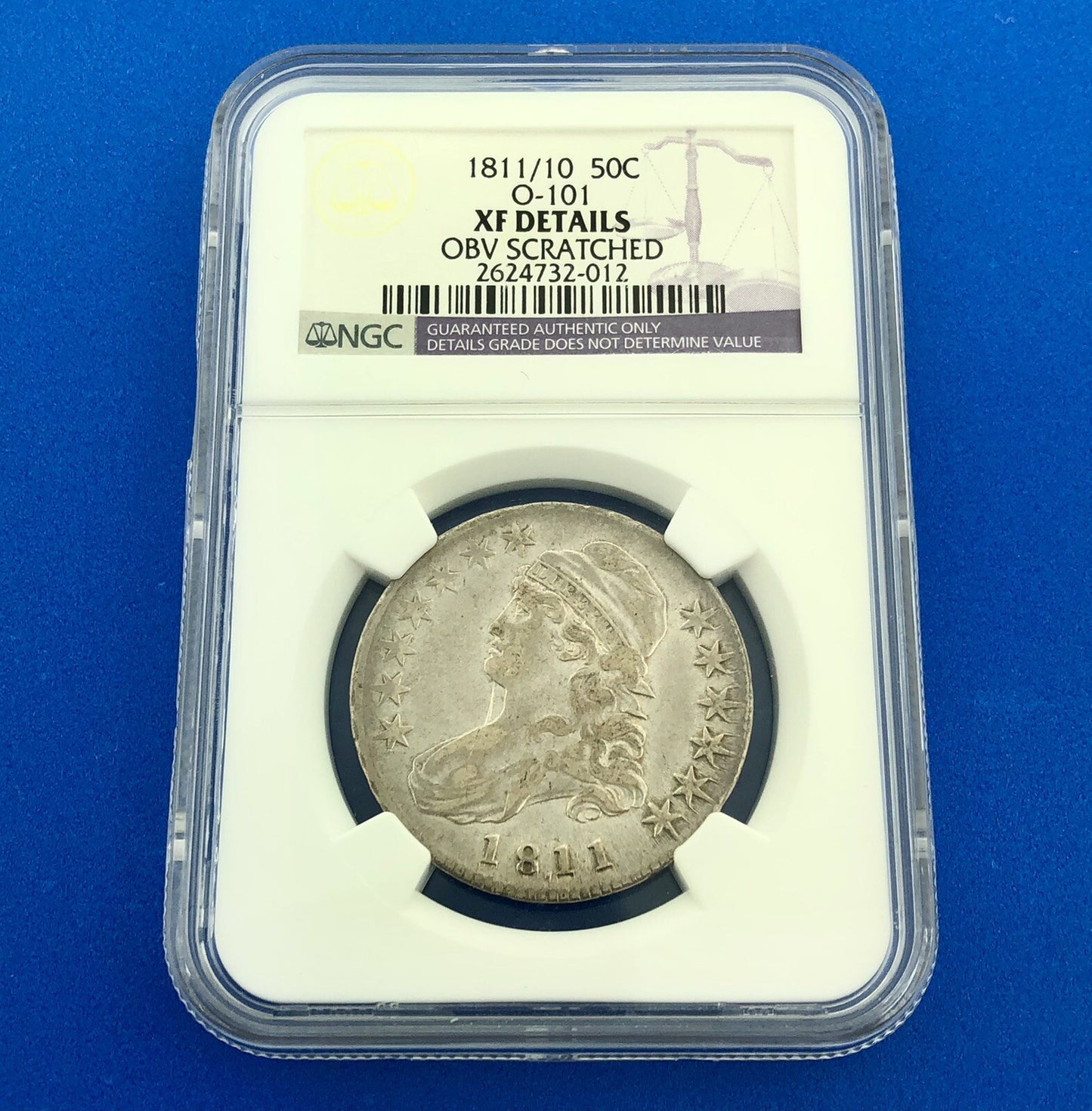 1811/10 Capped Bust Silver Half Dollar 50c Lettered Edge NGC XF Details Coin