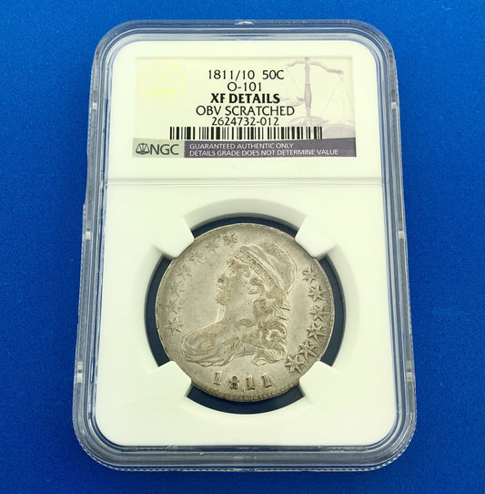 1811/10 Capped Bust Silver Half Dollar 50c Lettered Edge NGC XF Details Coin