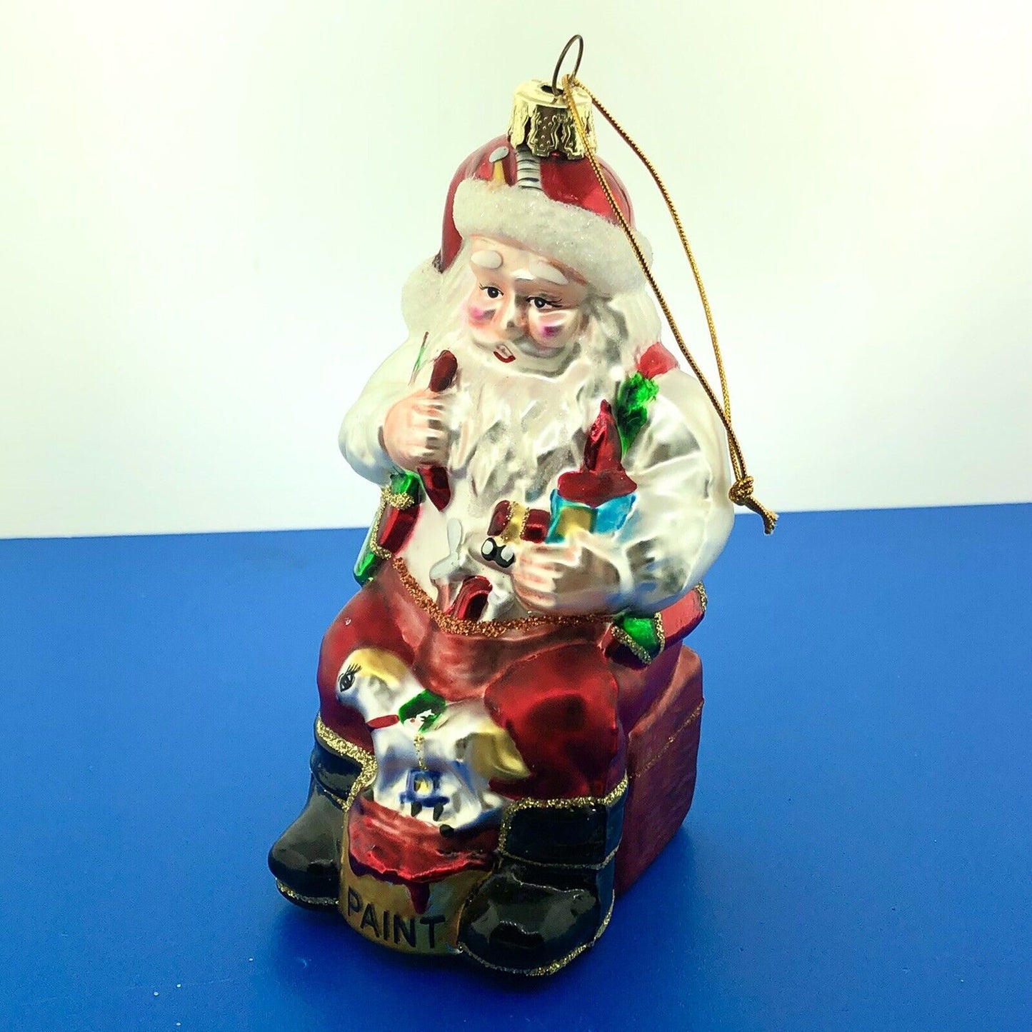 2003 Christopher Radko Hand Blown GlassToy Maker Santa Ornament Retired No Box