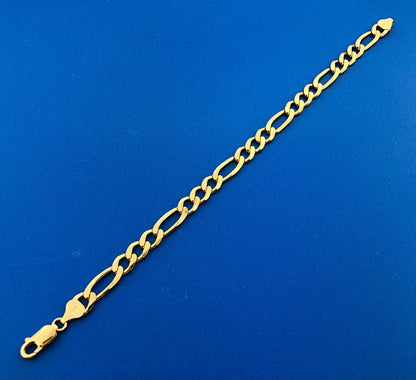 Milor Italy 925 Sterling Silver Vermeil Gold Tone Unisex Figaro Link Bracelet