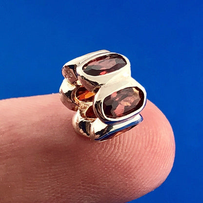 Designer 925 Sterling Silver Oval Garnet January Slide Bracelet Bead Charm