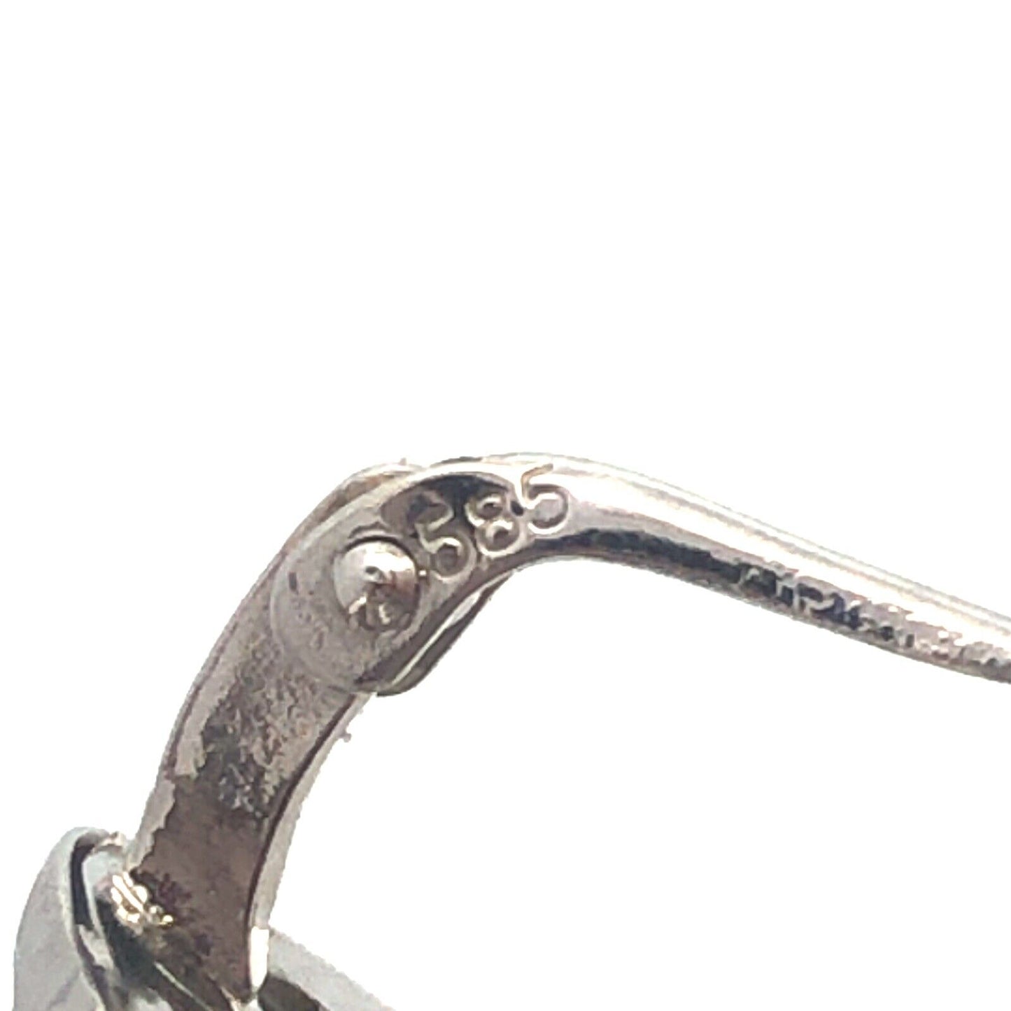 Designer Milor Italy 14K White Gold Textured Heart Stud Earrings