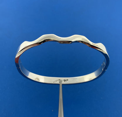 Vintage Taxco 925 Sterling Silver Modernist Wave Hinged Cuff Bangle Bracelet