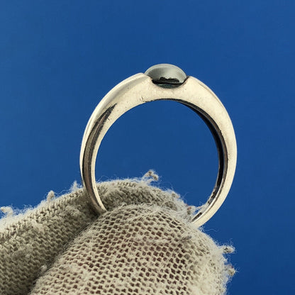Vintage AVON Sterling Silver 925 Black Pearl Stackable Band Ring