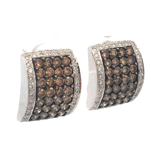 18k White Gold Champagne Diamond Earrings