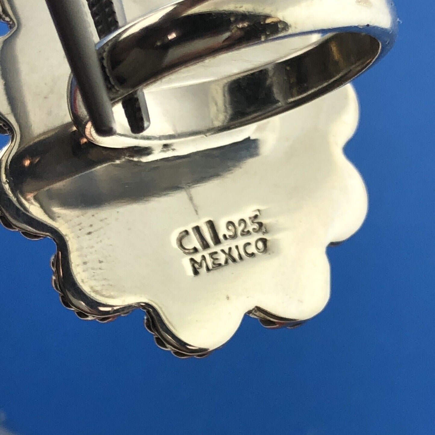 CII Mexican Sterling Silver 925 Cabochon Amazonite Oval Finger Ring Size 7.75