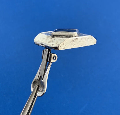 Vintage Hammered 925 Sterling Silver Square Black Onyx Clip On Earrings