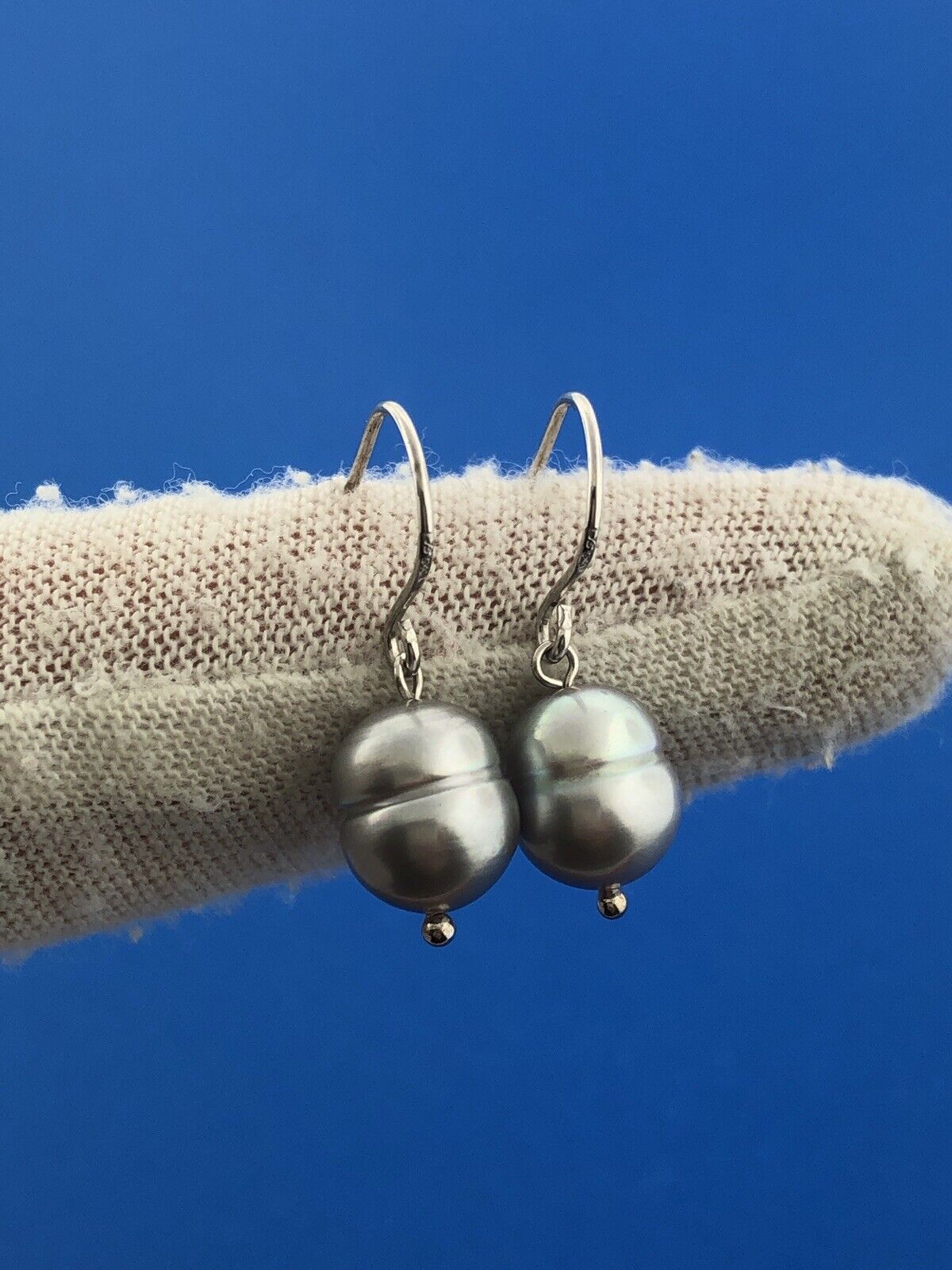 Honora Collection 925 Sterling Silver Oval Grey Pearl Drop Dangle Earrings