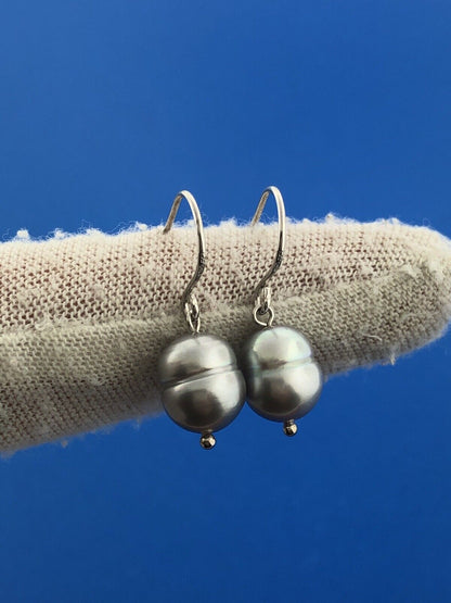 Honora Collection 925 Sterling Silver Oval Grey Pearl Drop Dangle Earrings
