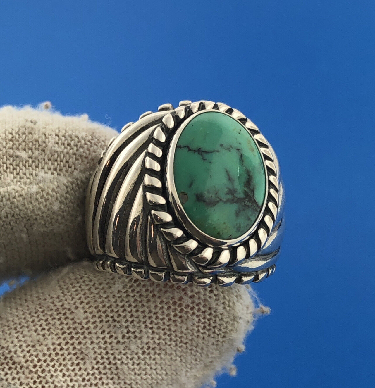 Carolyn Pollack R Moon CP Sterling Silver 925 Green Turquoise Southwestern Ring